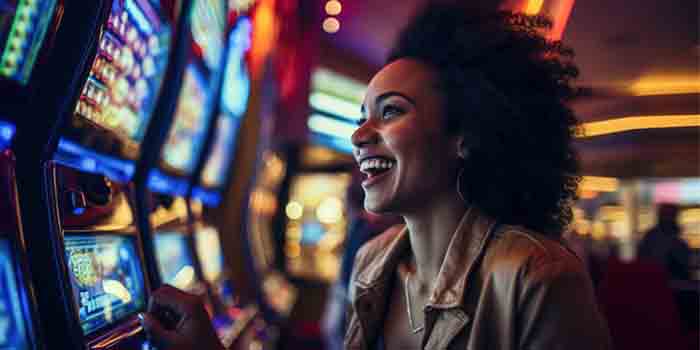 Woman playing slots